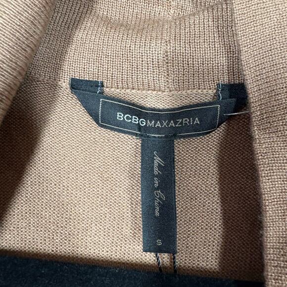 BCBGMaxazria Small Camel Brown Wool Blend Anton Sleeveless Draped Vest - Picture 3 of 9